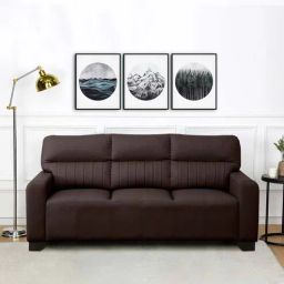 woodsworth from pepperfry Gorgona Fabric 3 Seater Sofa in Brown Colour-picture-36