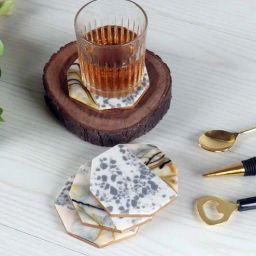 amaya decors Green Hexagon Resin Coaster Set of 4-picture-29