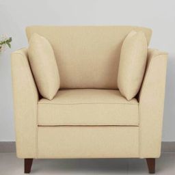 woodsworth from pepperfry Miranda Chenille Fabric 1 Seater Sofa In Beige Colour-picture-43