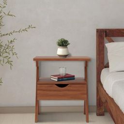 mintwud from pepperfry Malak Bedside Table in Walnut Finish with Drawer-picture-48