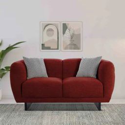 casacraft from pepperfry Malaga Chenille Fabric 2 Seater Sofa In Garnet Red Colour-picture-41