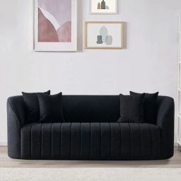 casacraft from pepperfry Baiwang Velvet 3 Seater Sofa In Black Colour-picture-46