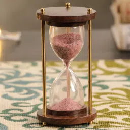 exim decor Antique Brass And Wood Sand Timer 4-picture-5