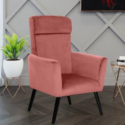 casacraft from pepperfry Morocco Velvet Lounge Chair In Blush Pink Colour-picture-49