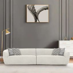 casacraft from pepperfry Palm Spring Fabric 4 Seater Sofa in Ivory Colour-picture-16