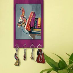 999store Bull Multicolour MDF 4 Hooks Key Holder-picture-1