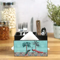 reinvention factory Peacock Multicolor MDF Cutlery and Tissue Holder-picture-6
