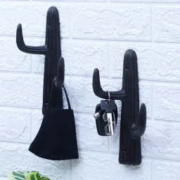 brick brown Cacti Set of 2 Brown Sheesham Wood Key Holder-picture-30