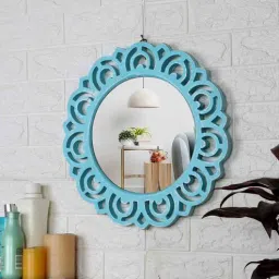 the urban store Blue Hand Crafted 16in Wooden Mirror-picture-15