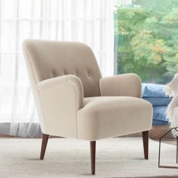 casacraft from pepperfry London Velvet Lounge Chair In Beige Color-picture-37