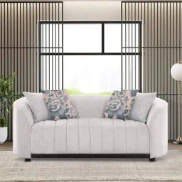 casacraft from pepperfry Mystic Fabric 2 Seater Sofa in Silver Colour-picture-0