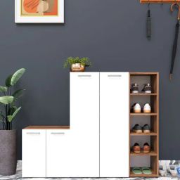 mintwud from pepperfry Louis 25- Pairs 4 Door Shoe Cabinet In Noce Lyon And White Colour-picture-6