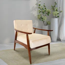 timberly Arm Solid Wood Arm Chair in Ivory Colour-picture-32