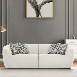 casacraft from pepperfry Palm Spring Fabric 3 Seater Sofa in Ivory Colour-picture-39