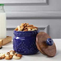 Indigo Ceramic Storage Jar by MIAH Decor-picture-4