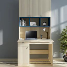 woodbuzz Fusion Hutch Cabinet in Beige Teak & Blue Finish-picture-16