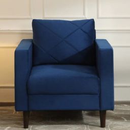 casacraft from pepperfry Bonito Velvet 1 Seater Sofa In Royal Blue Colour-picture-16