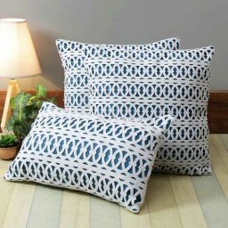 romee Blue Polyester Abstract 16x16 inches Cushion Cover (3Pc)-picture-22