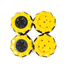 80mm-A Mecanum Wheel Compatible with 6.7mm Coupling (Pack of 4)-Yellow-10