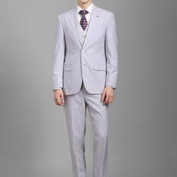 Louis Philippe Self Design Slim-Fit Single-Breasted Three-Piece Formal Suit-image-65