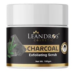 LEANDROS Charcoal Exfoliating Scrub for Blemish Free Skin & Blackhead Removal - 100g-48