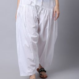 Miaz Lifestyle Women White Solid Cotton Salwar-image-55