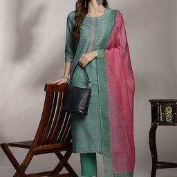 Anouk Printed Straight Kurta With Trousers & Dupatta-image-85