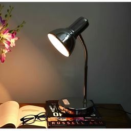 SPARK WORLD Silver-Toned Metal Contemporary Bell Shaped Table Lamp-25