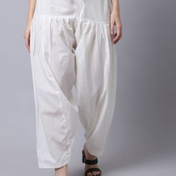 Miaz Lifestyle Women Off White Solid Pure Cotton Salwar-picture-11