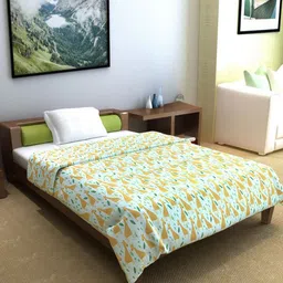 Divine Casa Yellow & Blue Floral Mild Winter 120 GSM Single Bed Comforter-image-45