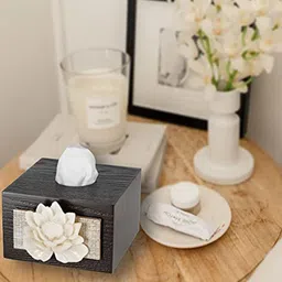 COCKTAIL Brown Solid Wooden Square Tissue Box Holder-20