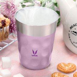 Vaya Purple & Silver-Toned Textured Stainless Steel Matte Cups Set of Cups and Mugs-33