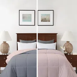 RAZZAI Peach-Coloured & Grey Microfiber Mild Winter 210 GSM Single Bed Comforter-picture-13