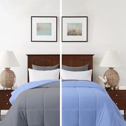 RAZZAI Blue & Silver-Toned Microfiber Mild Winter 210 GSM Single Bed Comforter-image-96