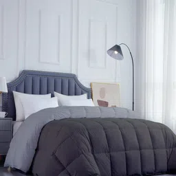 RAZZAI Grey & Silver-Toned Microfiber Mild Winter 300 GSM Single Bed Comforter-image-6
