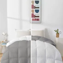 RAZZAI White & Grey Microfiber Mild Winter 500 GSM Single Bed Comforter-image-50