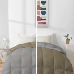RAZZAI Beige & Grey Microfiber Mild Winter 500 GSM Single Bed Comforter-image-53