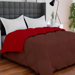 AVI Brown & Red Mild Winter 250 GSM Reversible Single Bed Comforter-picture-52