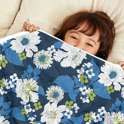 Divine Casa Turquoise Blue & White Floral Microfiber Mild Winter 120 GSM Single Bed Comforter-image-73