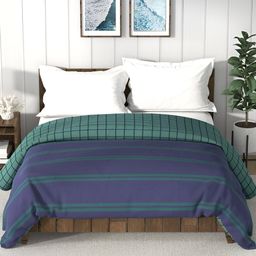 Nautica Bristol Blue & Green Striped AC Room 150 GSM Double Bed Comforter-image-78
