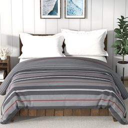 Nautica Bristol Grey & White Striped AC Room 150 GSM Double Bed Comforter-image-75