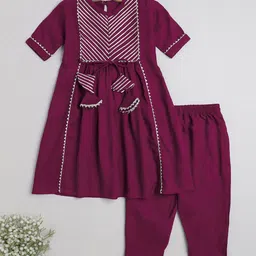 The Magic Wand Girls Round Neck Gotta Patti Pure Cotton Kurta With Salwar-image-14