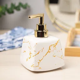 MARKET99 White & Yellow Printed Ceramic Soap Dispenser-23