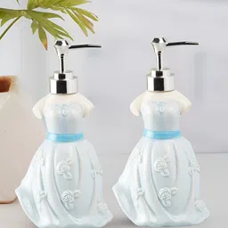 Kookee Blue & White 2 Pcs Textured Ceramic Soap Dispenser-21