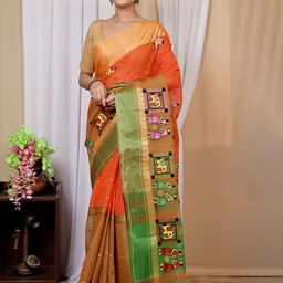 DipDiya Ethnic Motifs Zari Pure Cotton Taant Saree-41
