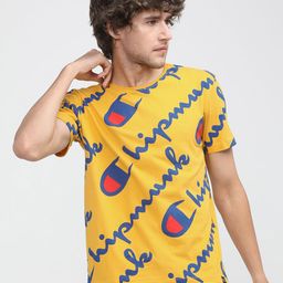 LOCOMOTIVE Men Mustard Yellow Printed Round Neck Applique Slim Fit T-shirt-picture-36