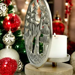 Hind Decor Grey & Brown Textured Aluminium Candle Holder-image-44
