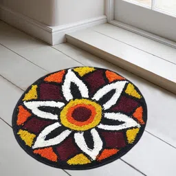 ANA Brown & White Printed Cotton Round Doormats-58