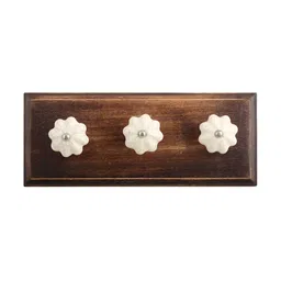 Indianshelf Brown & Cream Wooden Wall Hooks Key Holder-image-91