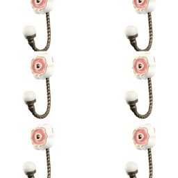 IndianShelf Silver-Toned & Brown 6 Pieces Ceramic Hooks for Wall Heavy Items Key Holders-19